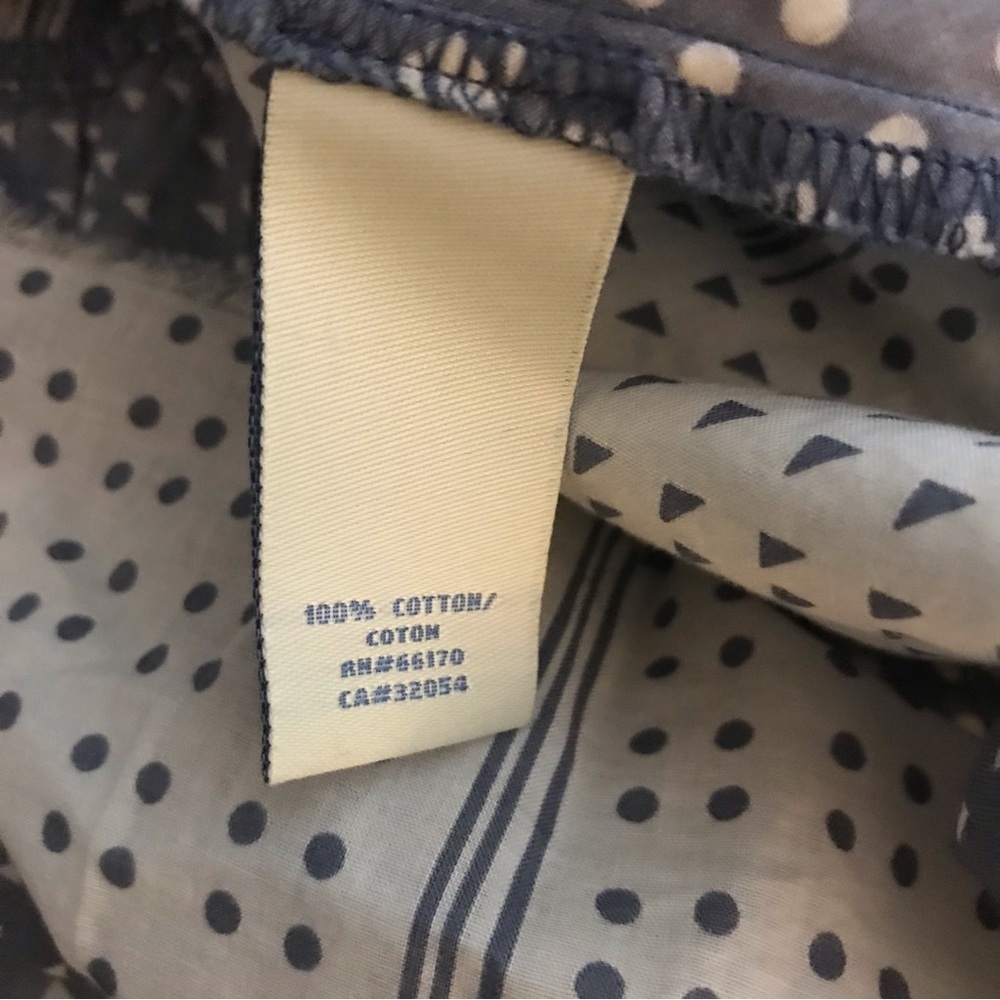 NWT Anthropologie Odille Patchwork Ruffle Top 12 blue white polka dots button - Picture 10 of 11